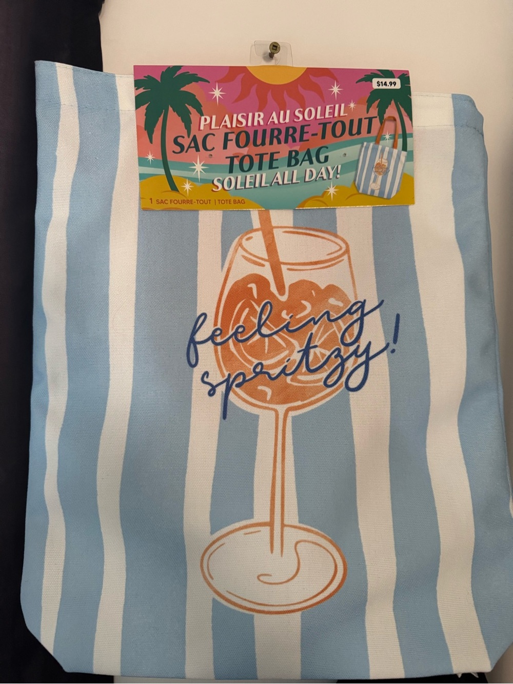 Blue Stripe Tote Bag - Feeling Spritzy!